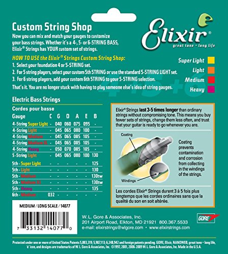 Elixir CEL 14077 Corde pour Guitare Basse nanoweb M 45-105 – Image 3