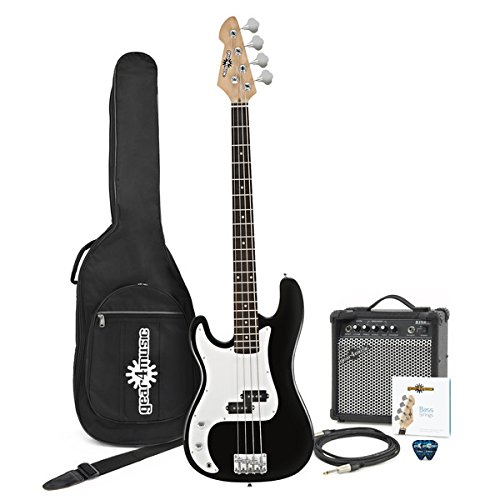Guitare Basse Gaucher LA + Pack Ampli par Gear4music Noir