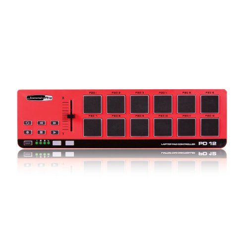 Jammin Pro PD-12 Sampler séquenceur en contrôle MIDI (12 drumpads programmables, Plug & Play PC WINDOWS et MAC) - Rouge – Image 2