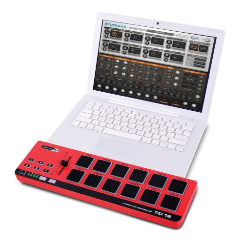 Jammin Pro PD-12 Sampler séquenceur en contrôle MIDI (12 drumpads programmables, Plug & Play PC WINDOWS et MAC) - Rouge