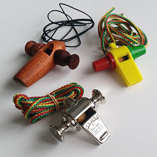 Lot de 3 Sifflets Samba - Métal, Bois et Plastique