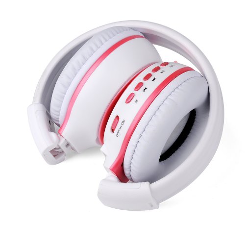 Patuoxun Casque audio sans fil/Casque stéréo sans fil numérique Lecteur MP3 SD/ TF Radio FM Musique/charge de la batterie-led écran/Hi-Fi son-wireless Stereo Headphone MP3 Player SD/TF - Blanc et Rose – Image 4