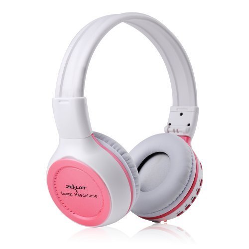 Patuoxun Casque audio sans fil/Casque stéréo sans fil numérique Lecteur MP3 SD/ TF Radio FM Musique/charge de la batterie-led écran/Hi-Fi son-wireless Stereo Headphone MP3 Player SD/TF - Blanc et Rose – Image 2