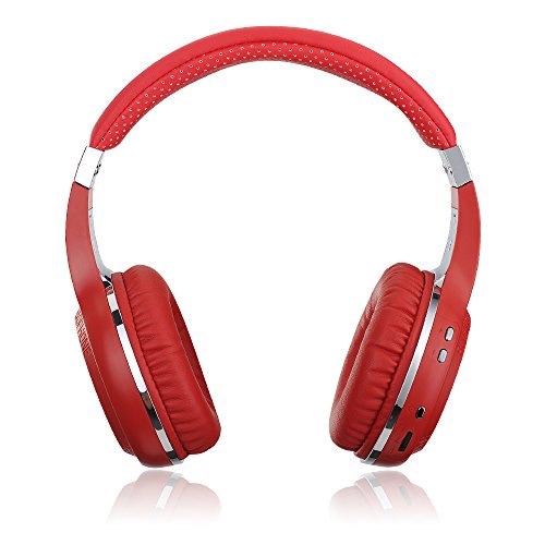 Patuoxun stéréo Oreillette Bluetooth 4.1 sans fil A2DP - Casque Microphone à l'intérieur Émission de Musique via Micro-SD/FM Radio - Hifi Haute qualité sonore pour pour iPhone, iPad, iPod, Samsung Galaxy, Tablet, PC et d'autres appareils Bluetooth - Rouge – Image 2
