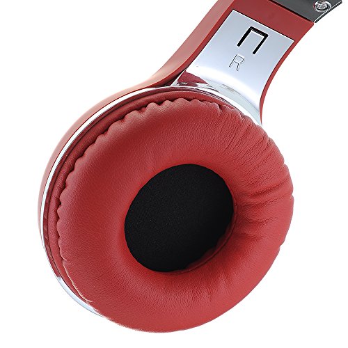 Patuoxun stéréo Oreillette Bluetooth 4.1 sans fil A2DP - Casque Microphone à l'intérieur Émission de Musique via Micro-SD/FM Radio - Hifi Haute qualité sonore pour pour iPhone, iPad, iPod, Samsung Galaxy, Tablet, PC et d'autres appareils Bluetooth - Rouge – Image 4