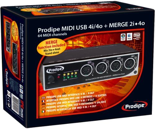 Prodipe 4i4o Interface MIDI/Câble MIDI USB Noir