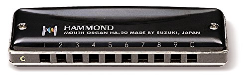 Suzuki HA20C Hammond Harmonica diatonique en do 10 Trous Noir