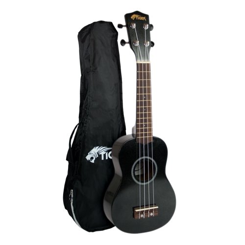 Tiger UKE7-BK Ukulélé avec Housse - pour débutants - Noir