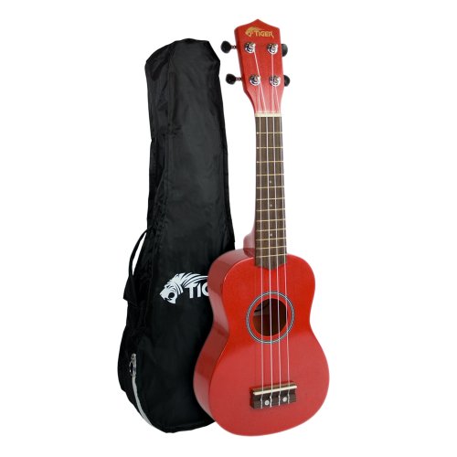 Tiger UKE7-RD Ukulélé avec Housse - pour débutants - Rouge