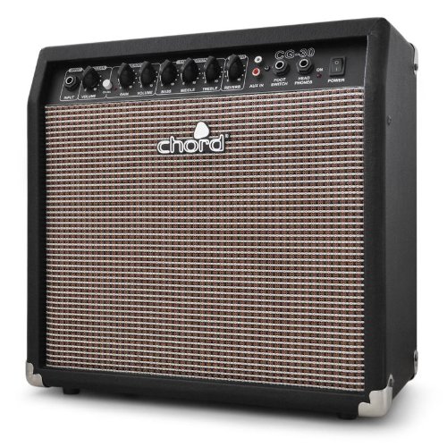 Chord CG-30 Ampli guitare - Amplificateur avec effets (30 W, Overdrive, reverb, distortion, speaker 25 cm) - châssis rock vintage