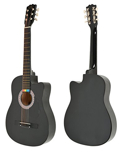 Guitare Acoustique Sunburst noir + GigBag + Strap + chaînes de rechange – Image 2