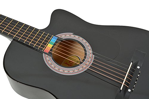 Guitare Acoustique Sunburst noir + GigBag + Strap + chaînes de rechange – Image 4