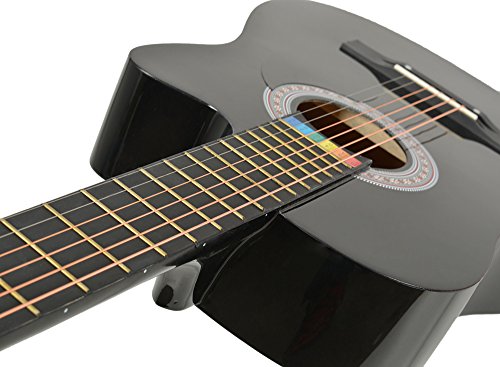 Guitare Acoustique Sunburst noir + GigBag + Strap + chaînes de rechange – Image 6