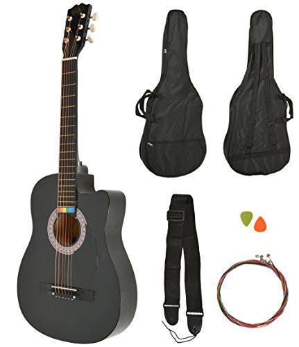 Guitare Acoustique Sunburst noir + GigBag + Strap + chaînes de rechange