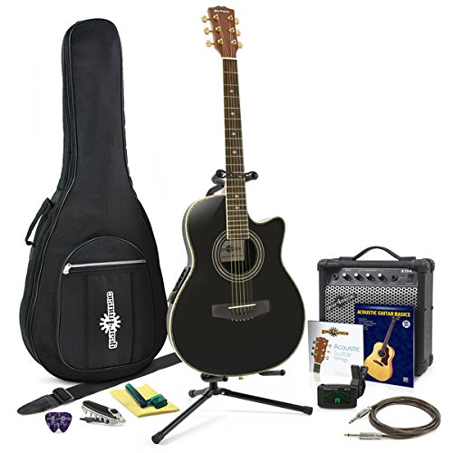 Guitare Electro acoustique à dos rond noir + Pack Complet – Image 2