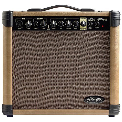 Stagg 20 AA R EU Amplificateur de Guitare Acoustique avec Spring Reverb 20 W Noir