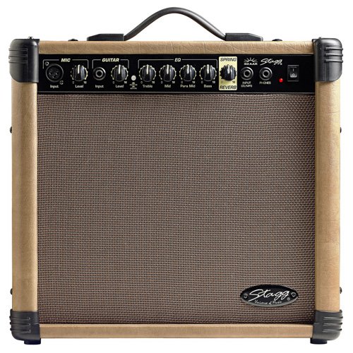 Stagg 40 AA R EU Amplificateur de Guitare Acoustique avec Spring Reverb 40 W Noir
