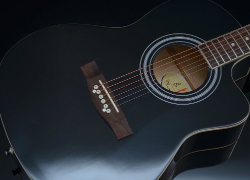 TS-Ideen 4513 Guitare acoustique avec Manche en bois de rose + Cordes de rechange Noir – Image 9