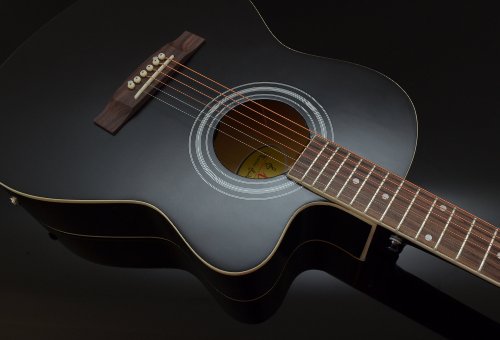 Ts-ideen 4570 Guitare folk électro-acoustique avec Micros 4 bandes EQ/Etui rembourré/Sangle/Corde/Diapason à bouche Noir – Image 3