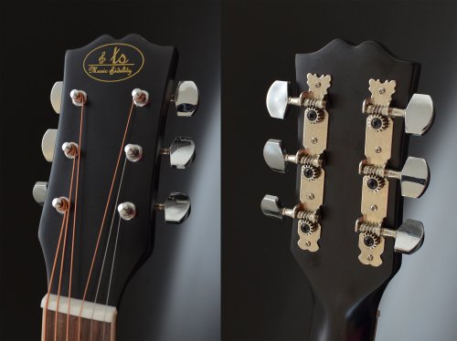 Ts-ideen 4570 Guitare folk électro-acoustique avec Micros 4 bandes EQ/Etui rembourré/Sangle/Corde/Diapason à bouche Noir – Image 5