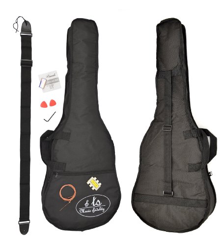 Ts-ideen 4570 Guitare folk électro-acoustique avec Micros 4 bandes EQ/Etui rembourré/Sangle/Corde/Diapason à bouche Noir – Image 6