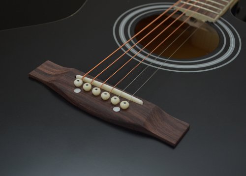 Ts-ideen 4570 Guitare folk électro-acoustique avec Micros 4 bandes EQ/Etui rembourré/Sangle/Corde/Diapason à bouche Noir – Image 8