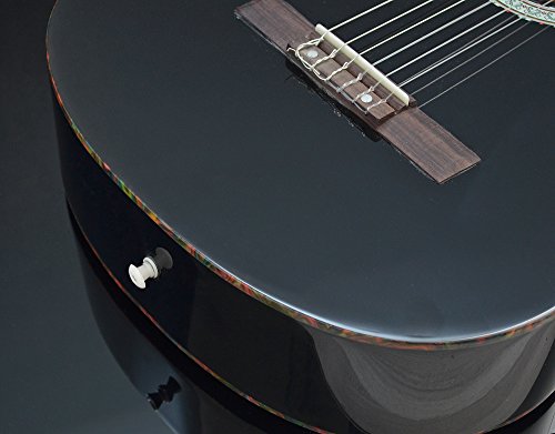 Ts-ideen 5274 Guitare acoustique de concert 4/4 avec Etui/Jeu de cordes de rechange/Sangle/Médiator Noir – Image 7