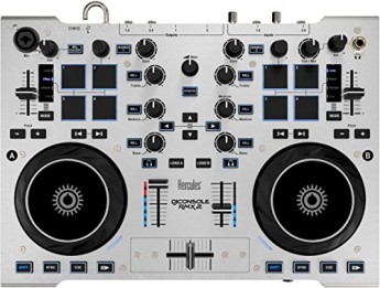 Hercules-DJ-CONSOLE-RMX2-Contrleur-DJ-mtal-robuste-avec-audio-professionnel-Table-de-mixage-2-platines-avec-pads-sensitifs-Gris-0